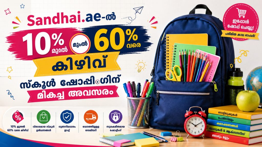 UAE Back to School Offers 2026: Sandhai.ae-ൽ 10% മുതൽ 60% വരെ കിഴിവ്; സ്കൂൾ ഷോപ്പിംഗിന് മികച്ച അവസരം 1 UAE Back to School Offers 2026: Sandhai.ae-ൽ 10% മുതൽ 60% വരെ കിഴിവ്; സ്കൂൾ ഷോപ്പിംഗിന് മികച്ച അവസരം